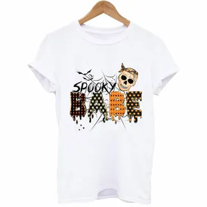 Λευκό t-shirt με στάμπα νεκροκεφαλής Spooky Babe Halloween