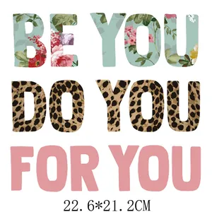 Autocollants thermocollants BE YOU DO YOU FOR YOU avec motifs floraux et léopard