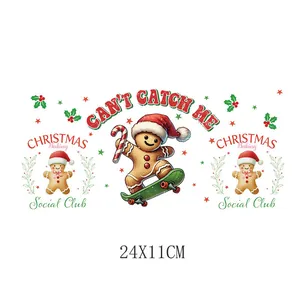 Feestelijke kerst gingerbread UV transfer sticker voor 16oz mokken, afmeting 24x11cm