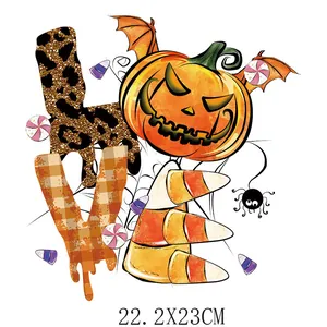 Αυτοκόλλητο Halloween κολοκύθα LOVE για μπλουζάκια 22,2x23cm