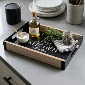 Moderner minimalistischer Eisen- und Holz-Ablagekorb für Küche und Wohnzimmer
