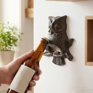 Décapsuleur hibou vintage en fonte décoration murale pour bar de maison et jardin