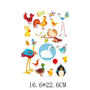 Cartoon bird theme heat transfer stickers for kids' clothing, 16.6x22.6 cm detail