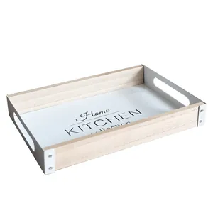 Minimalistisches Tablett aus Holz und Metall für Küche und Wohnzimmer
