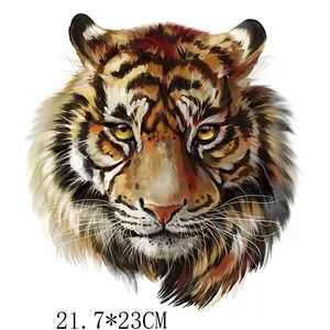 High-quality realistic tiger head heat transfer sticker for DIY clothing customization