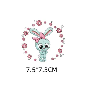 Mignon écusson thermocollant lapin pour vêtements enfants DIY décor, 7.5x7.3cm taille
