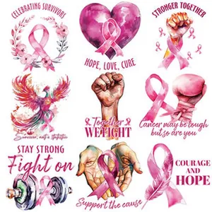 Breast cancer awareness watercolor UV DTF stickers for 16oz Libbey cups