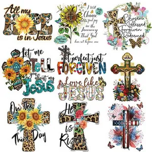 Detailed collection of religious themed UV DTF transfers for 16oz Libbey glass cups