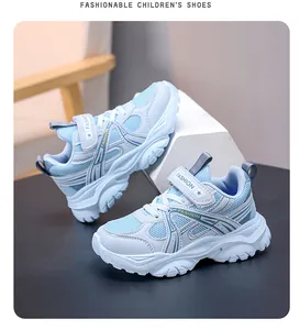 Chaussures de course respirantes pour garçons avec semelle légère et fermeture velcro