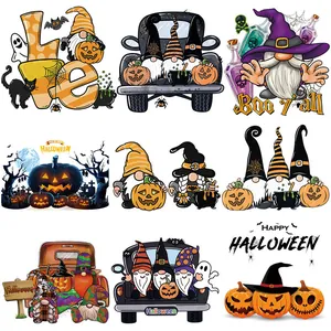 Halloween Hitteoverdrachtpatch Cartoon Pompoen Kabouter Opstrijkstickers Wasbaar DIY Kleding Bedrukte Decoraties Voor T-Shirt Tas