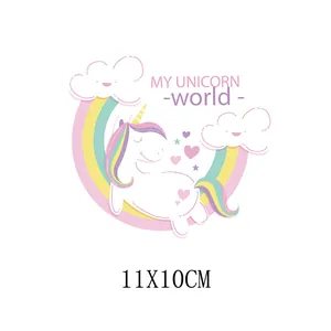 Cute pastel unicorn rainbow heat transfer vinyl patch for DIY clothes sticker 11x10cm