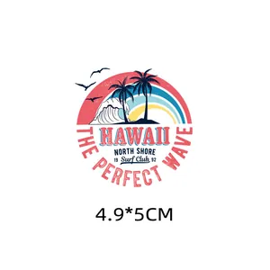 Hawaii surf club heat transfer iron-on patch for clothes and bags, 4.9x5cm
