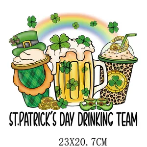 St. Patrick's Day drinking team heat transfer sticker for DIY clothing decoration