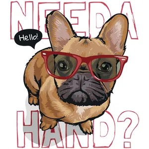 Parches de Transferencia de Calor Bulldog Francés de Dibujos Animados para Ropa DIY Calcomanías Lavables Película PET Impresión Tinta Accesorios