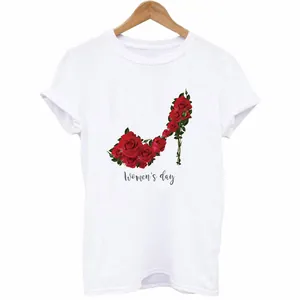 Autocollant transfert thermique rose talon haut pour T-shirt blanc