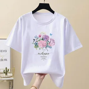 Autocollant de transfert thermique floral avec imprimé d'hortensias pour t-shirt
