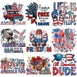 Unabhängigkeitstag Bügelbilder Polyurethan Stars and Stripes Patriotische Aufnäher Für DIY T-Shirts Taschen Dekoration