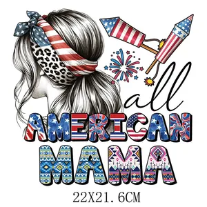 All American Mama Independence Day Bügelbild Patch für DIY Kleidung Textilsticker