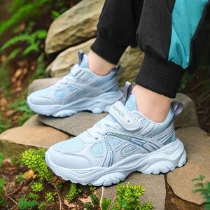 Chaussures de course pour enfants en maille bleu clair respirantes