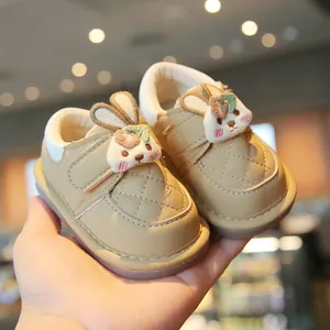 Breathable soft sole baby walker shoes with cute cartoon rabbit decoration for toddlers