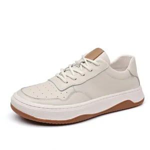 Zapatillas de deporte para hombre de cuero genuino de vaca en color blanco roto
