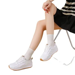 Sneakers chunky in mesh bianco da donna con suola spessa platform per corsa