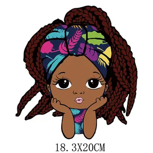 Heat transfer vinyl sticker featuring a cute Black girl cartoon illustration for DIY clothing