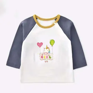T-shirt à manches longues pour enfants avec motif licorne mignon en transfert thermique