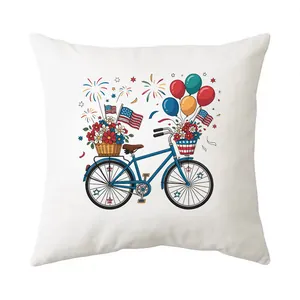 Detailed view of Independence Day bicycle heat transfer decal with flags and balloons