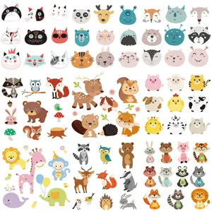 Patchs de Transfert à Chaud Animaux Mignons Dessin Animé Autocollants à Repasser DIY Pour Vêtements Enfants Sacs