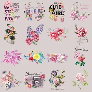 Pastoral Floral Butterfly Heat Transfer Patches For Clothing T-Shirt Bags DIY Iron On Appliques Washable Decorative Stickers