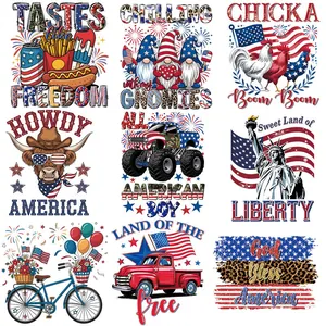 Independence Day Heat Transfer Patches For Clothing USA Flag Statue Of Liberty DTF Iron On Decals For DIY T-Shirts Bags