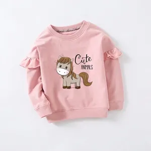 Cute cartoon pony heat transfer sticker for pink ruffled children's sweatshirt