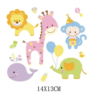 Autocollants de transfert thermique animaux mignons pour vêtements enfants DIY 14x13cm