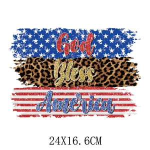 God Bless America patriotic Independence Day heat transfer decal for shirts 24x16.6cm