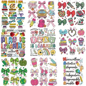 Écussons Thermocollants DTF Journée des Enseignants Pour Vêtements DIY Décalcomanies Lavables Pour T-Shirts Sacs Chapeaux