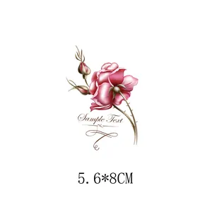 Pink rose flower heat transfer sticker iron-on patch for T-shirts and bags