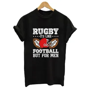 Camiseta negra vintage con gráfico de rugby y fútbol y diseño de eslogan humorístico