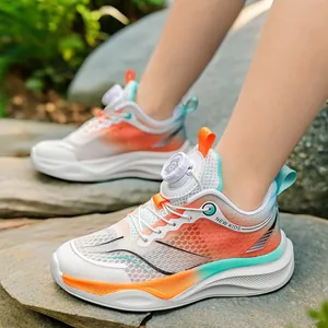 Boys breathable mesh sports shoes with convenient dial lacing system for running