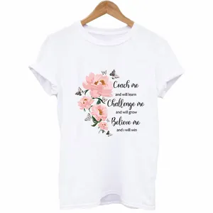 Beautiful floral pattern heat transfer decal for white t-shirt with inspirational text