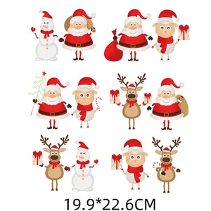 Parches de transferencia de calor de Navidad para ropa, diseño de Papá Noel y muñeco de nieve