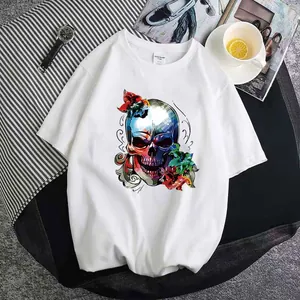Farbenfroher Totenkopf-Bügelbild-Aufkleber für individuellen T-Shirt-Grafikdruck