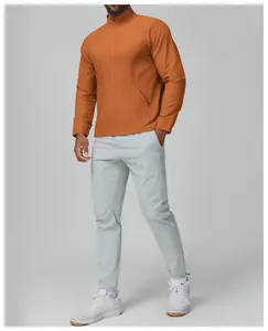 Veste de sport orange à col montant pour homme pour la course et le fitness en plein air