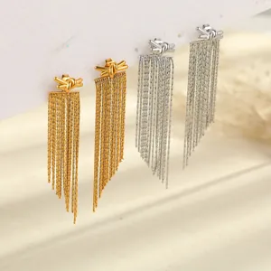 Edelstahl Lange Quaste Ohrringe Knoten Design Mehrlagige Kette Ohrringe Für Damen Mode Schmuck Geschenk