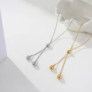 Collier Minimaliste en Acier Inoxydable Chaîne Os de Serpent en Forme de Y Goutte d'Eau Ajustable Lariat Choker Bijoux de Fête Femme