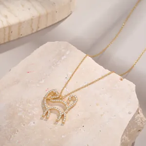 Detailopname van een vergulde kattenhanger ketting met sprankelende strass steentjes