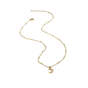 Collar de cadena de satélite chapado en oro con colgante de luna con cristales brillantes