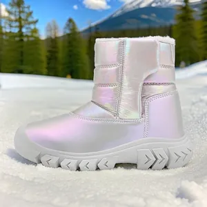 Stivali da Neve Invernali per Bambini Cangianti in Microfibra Camaleonte Impermeabili Ispessiti Foderati in Pile Scarpe Antiscivolo