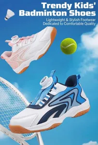 Chaussures de badminton professionnelles pour enfants avec mesh respirant et boucle rotative