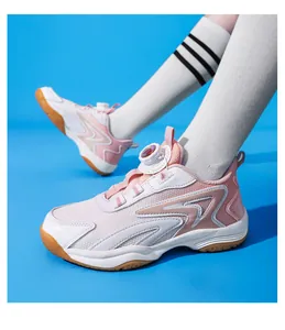 Chaussures de badminton professionnelles roses pour enfants avec boucle rotative mesh